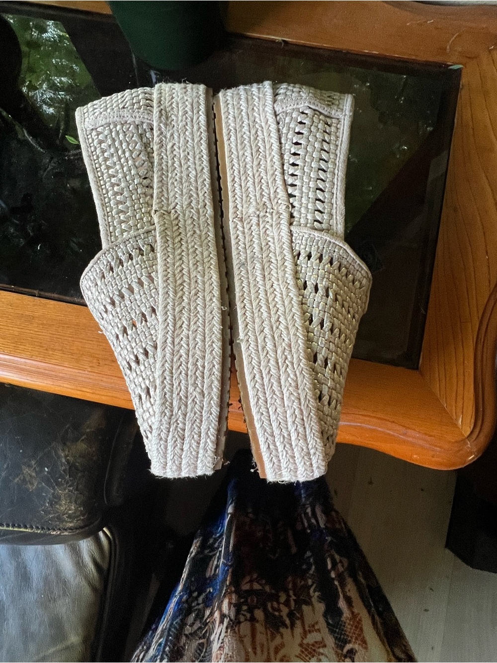 TOMS Women's Woven Slip-On Shoes in Beige size 9.5